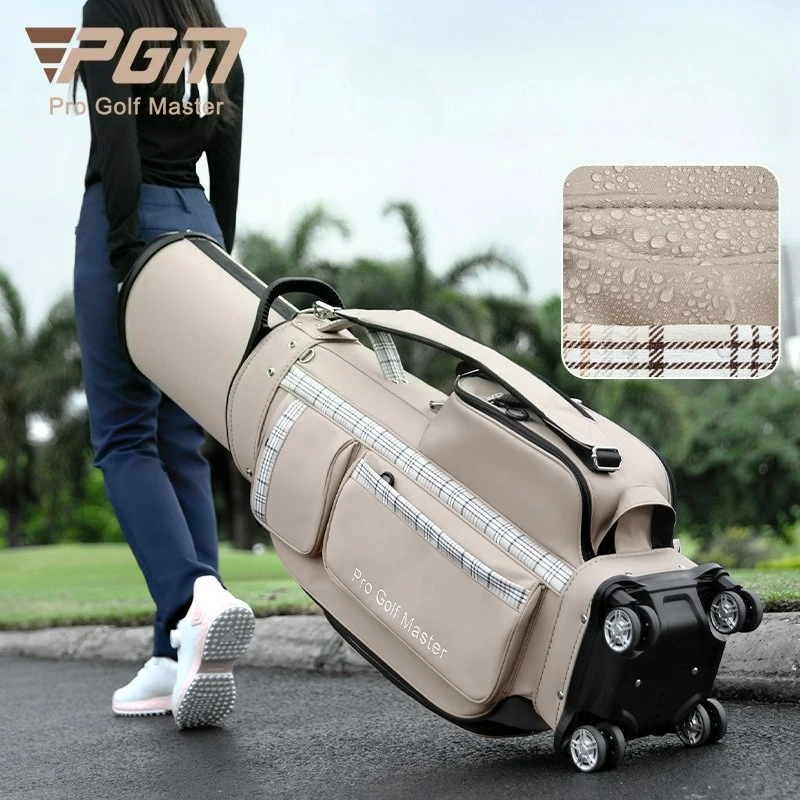 

PGM Golf Bags Four-wheeled airplane club Women's airline checked bag Women's Waterproof Hard Shell Stretch Golf Bag QB181