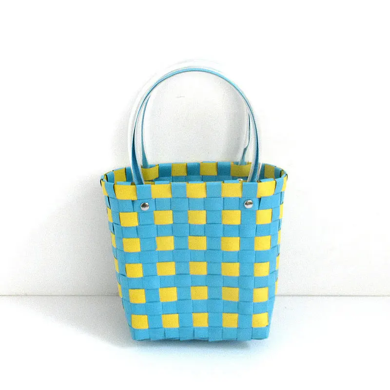 Handwoven Vegetable Plastic Bag Basket Storage Solutions Creative Handbag Decoration Basket Unique Vacation Leisure Bag