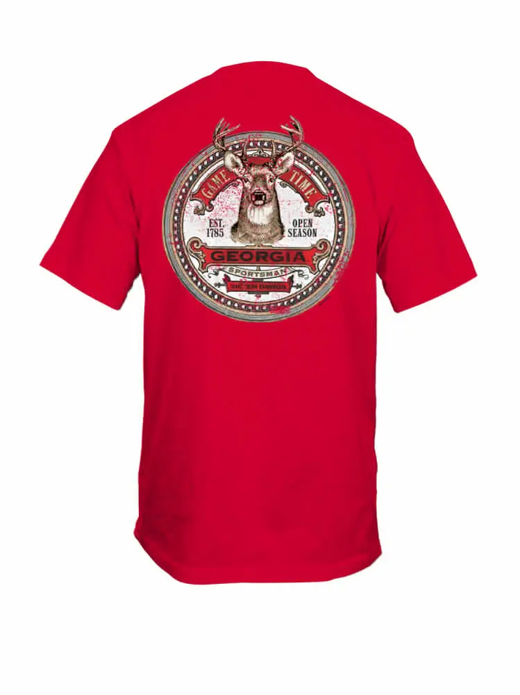 New Graphics Collegiate UGA Sportsman Deer Circle Adult Short SleeveUnisex T-shirts for Men Women Summer Tees Cotton Luxur