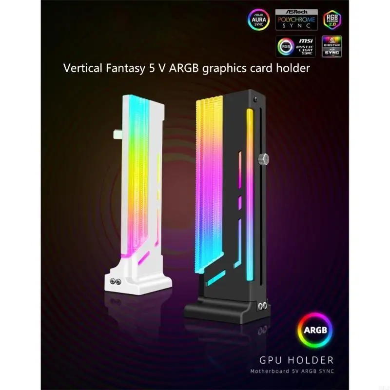 A9LF Stylish Vertical GPU Mount Bracket Sync Lighting Effects Stability &Durability