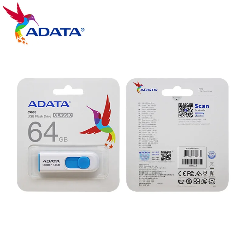 100% Original ADATA C008 Series System USB Flash Drive 8GB 16GB 32GB 64GB Business Vehicle Bid USB2.0 TV Flash Drive