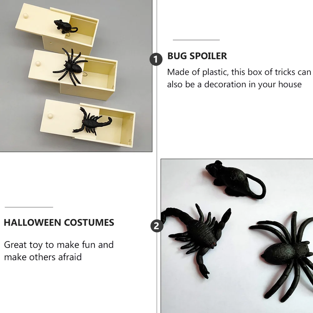 

6pcs Halloween Prank Set Artificial Spider Mouse Scorpion Fake Insects Trick Box Scare Decor For Halloween Party Prank