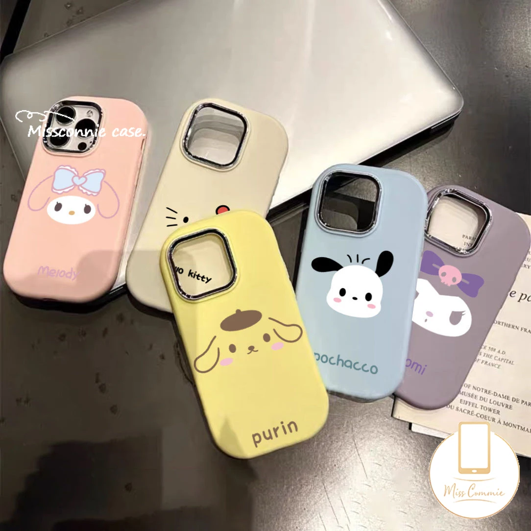 Sanrio Candy Color Cover Compatible for IPhone 15 14 11 12 max  Cute Hello Kitty Pochacco Kuromi Melody Oil Injection TPU Case