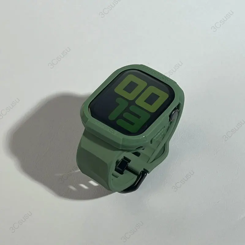 Чехол и ремешок из ТПУ для Apple Watch Series 9 45 мм 44 мм 41 40 мм 8 7 Силиконовый ремешок для Iwatch Ultra 2 49 мм Series 6 5 4 S9 SE 3 2 1