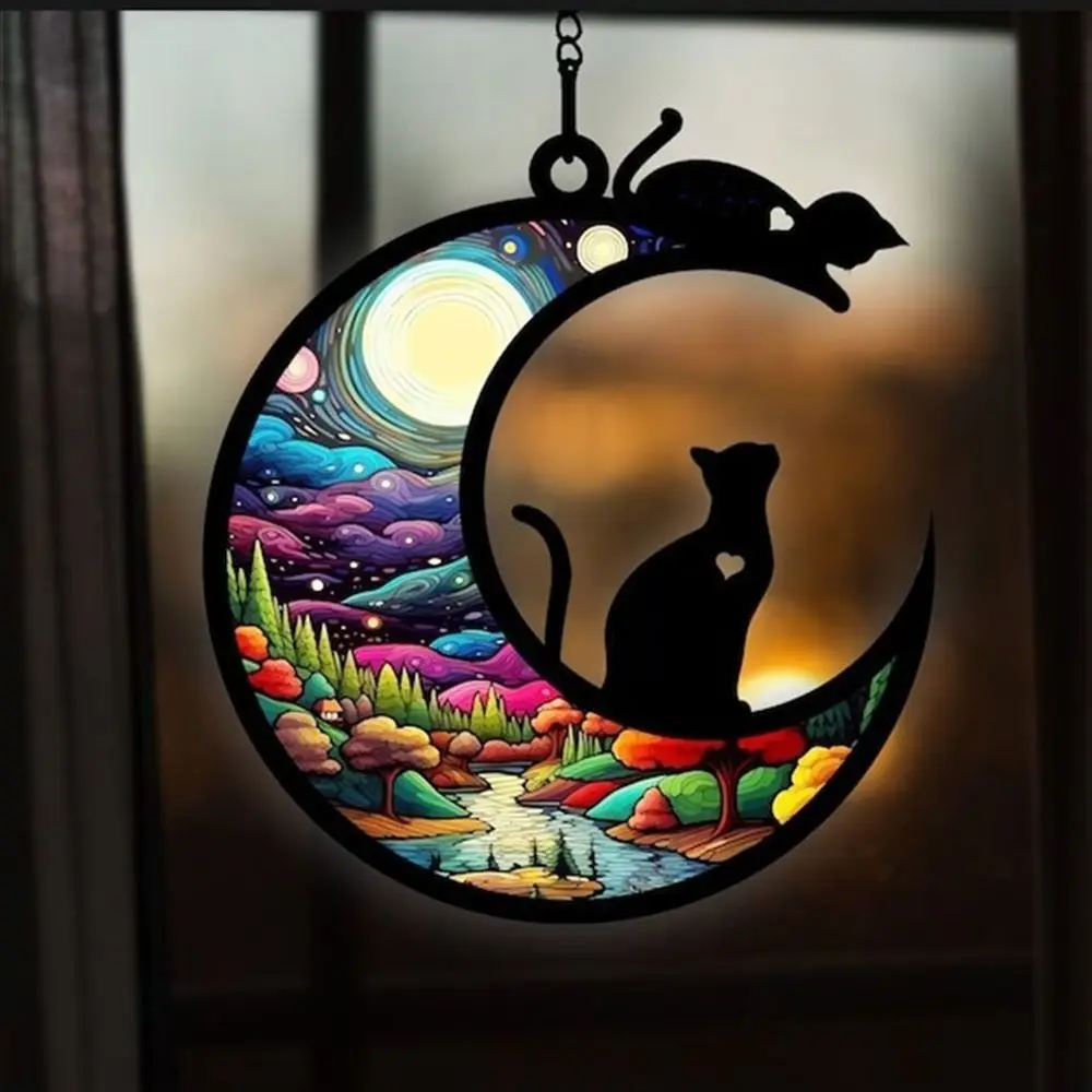 Ghirlande di porte per gatti a forma di luna che appendono gatti ghirlanda ornamento di Halloween decorazioni per la casa regali