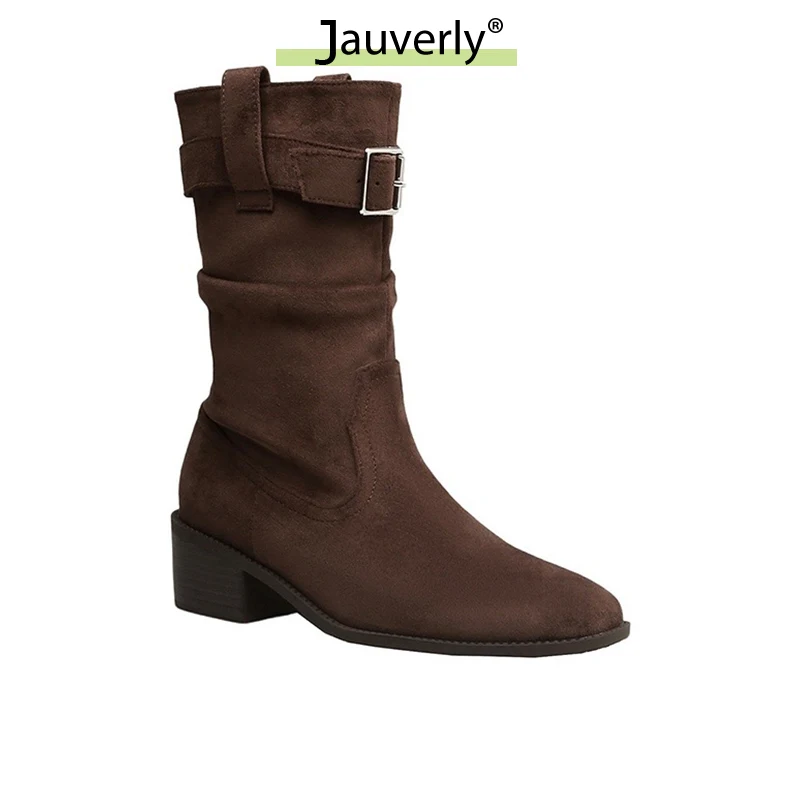 2026 Autumn New Women's Boots Fashion Street Style Women's Ankle Boots Maillard Style Dress Pile of Boots Female