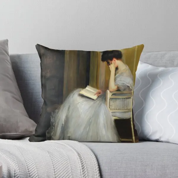 Woman Reading 1899 By Blanche  Printing Throw Pillow Cover Fashion Cushion Waist Soft Office Pillows not include One Side