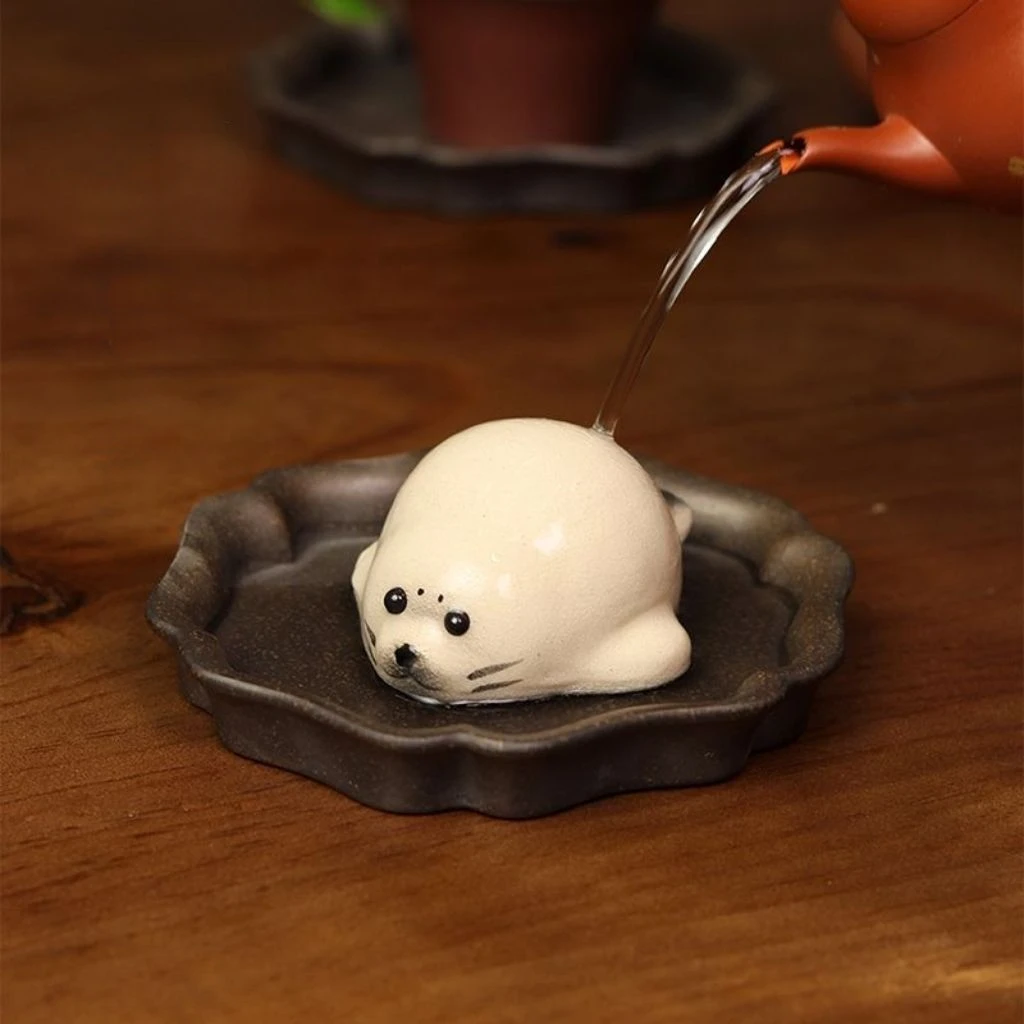 ليتل ختم الشاي الحيوانات الأليفة الأبيض اليشم قسم الطين النخيل ليتل جميل الديكور الأزياء الإبداعية الخام الخام الأرجواني الرمال النقي اليد الشاي الحيوانات الأليفة