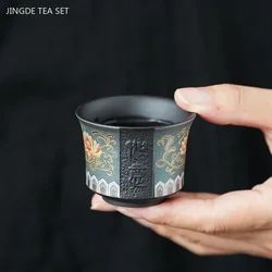 2 Pcs Chinese Purple Clay Teacup Exquisite Hand-painted Plum Blossom Pattern Tea Bowl Master Cup Teaware Drink Tea Accessories