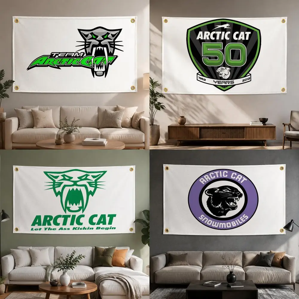 Powersports Brand Arctic Cat Flags Fashion flag For Living Room Home Dorm Decor Wall Outdoor Camping Party Banner Gifts