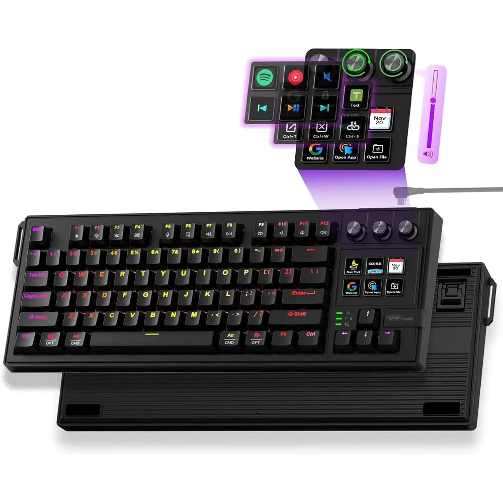 Full-Size Programmable Mechanical Keyboard with RGB Backlight, Wired, Hot-Swappable, and Customizable Gaming Features