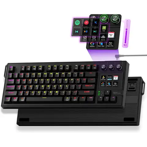 Full-Size Programmable Mechanical Keyboard with RGB Backlight, Wired, Hot-Swappable, and Customizable Gaming Features