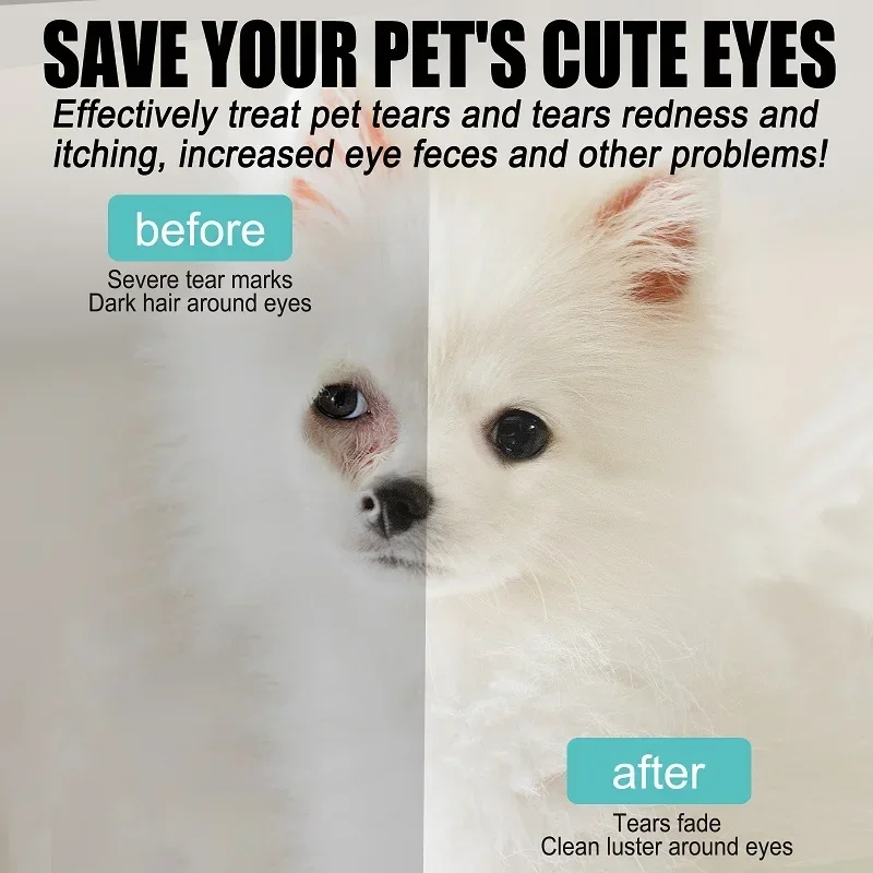 Tear Stain Remover for Dogs Wash Pet Eyedroppings Eye Gum Cleaner Bactericidal Kitten Supplies Care Dirt Cleaner Eye Eliminate