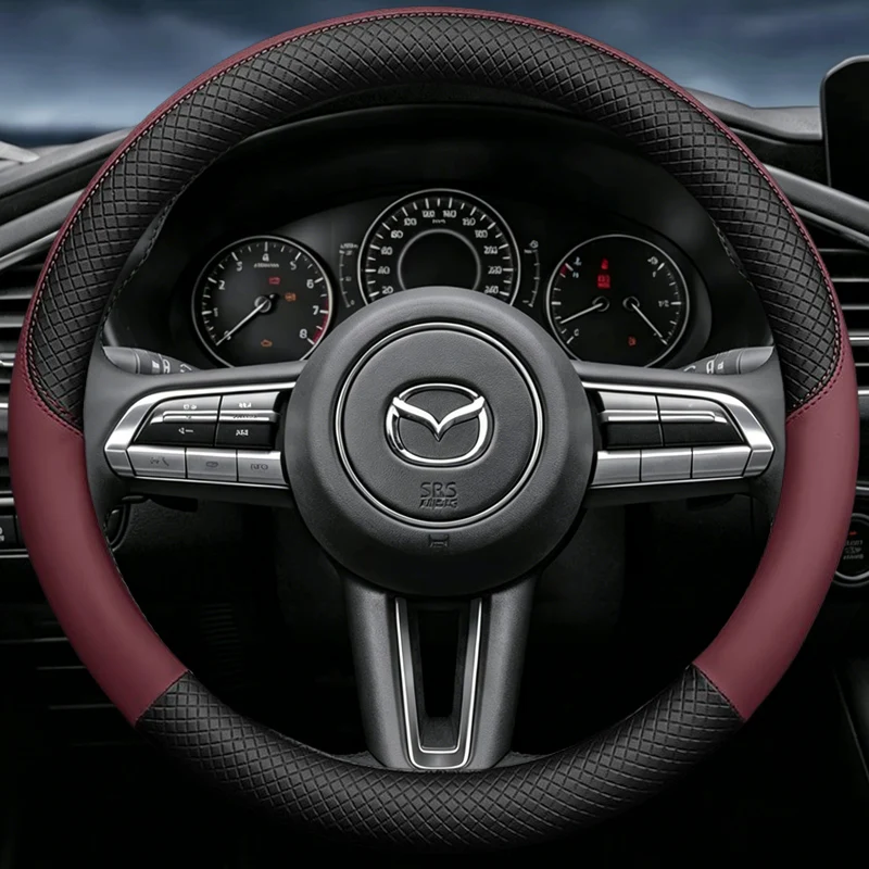 Accessories For Mazda  SKYACTIV Axela Atenza CX30 CX5 CX8 CX9 3 5 6  Leathe Car Steering Wheel Cove 3D Embossing