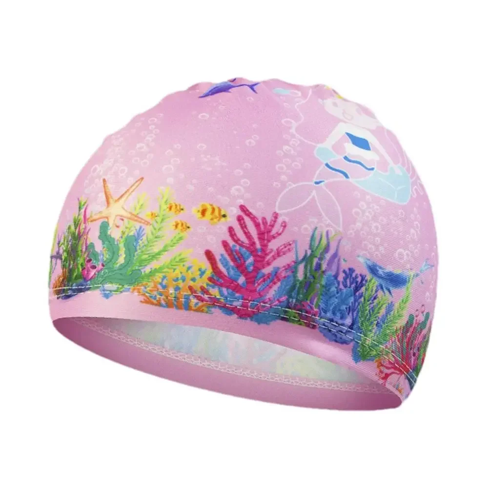 Cartoon Animal Children Swimming Cap Girls Boys Polyester Waterproof Swimming hat Elastic kids pool Swimming Cap 1-10 Years Old