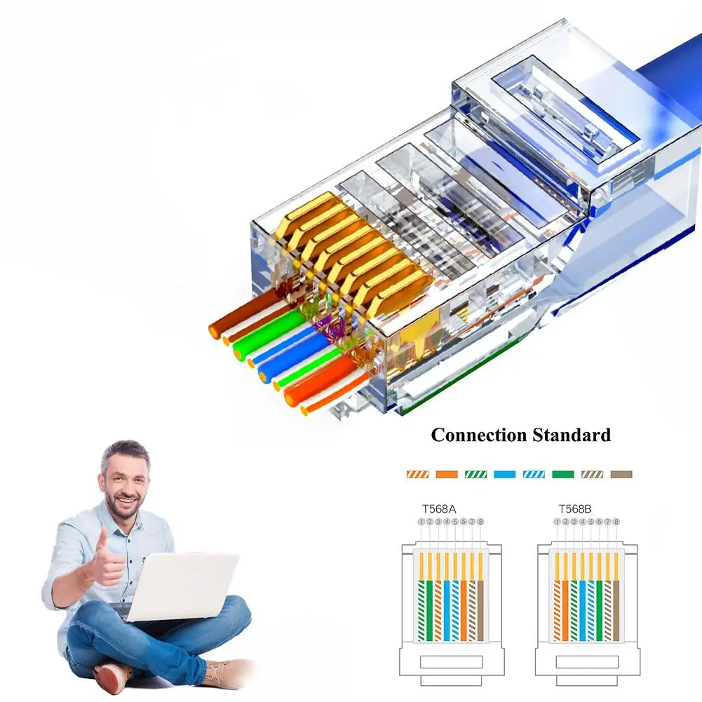 Category 5e Through-hole Plug Unshielded Plug Rj45 Cat5 Connector For Rj45 Perforated Crystal Network Cable P3u3