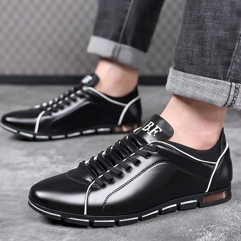 

Summer Man Sneakers Spring Men Shoes Casual Solid Leather Golf Business Sport Flat Round Toe Light Comfortable Plus Size 2023