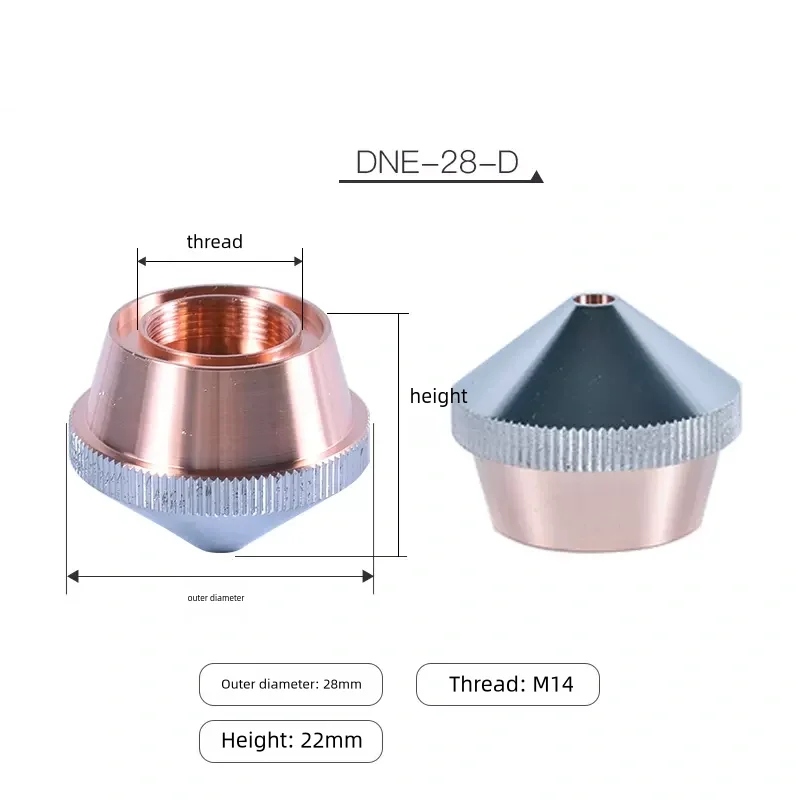 Dneレーザーカットノズル,d15小型チップ,d17,高出力,d28,cl,dne,レーザー切断用のセミサーキュラーベース