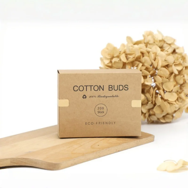 Bamboo Cotton Swabs 2Pack Double‑ended Pointed Tips Cotton Buds Eco‑Friendly Kraft Box Makeup Cosmetic Ear Cleaning Sticks Dispo
