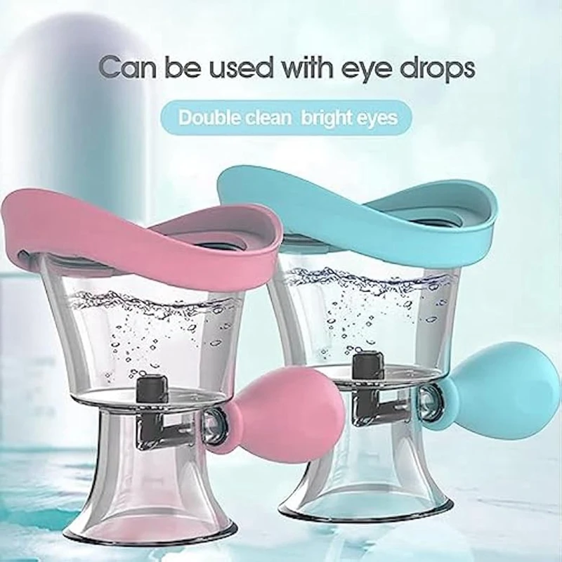 2Pcs Eye Wash Cup, Eye Wash Cleaner Kit Manual Air Pressure Eye Cleaning Cup Tool Silicone Eye Bath Cup Eye Rinse