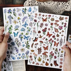 Aesthetic Butterfly Rub Ons Stickers Vintage Flower Plant Junk Journal Transfer Sticker Scrabooking Stationery Craft Supplies