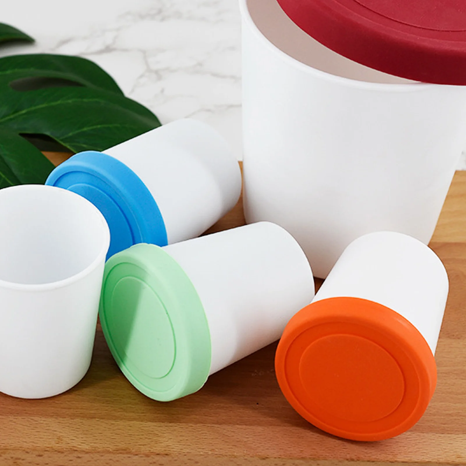 Congélateur à Crème Glacée Rond en Silicone de 180/250/1000ml, Récipient E27 de Rangement des citrouille pour Dessert Réutilisable