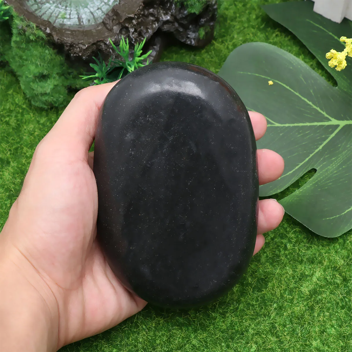 Pedras de massagem de pedra vulcânica para spa preto suave pedras de massagem quente para relaxamento eletromagnético