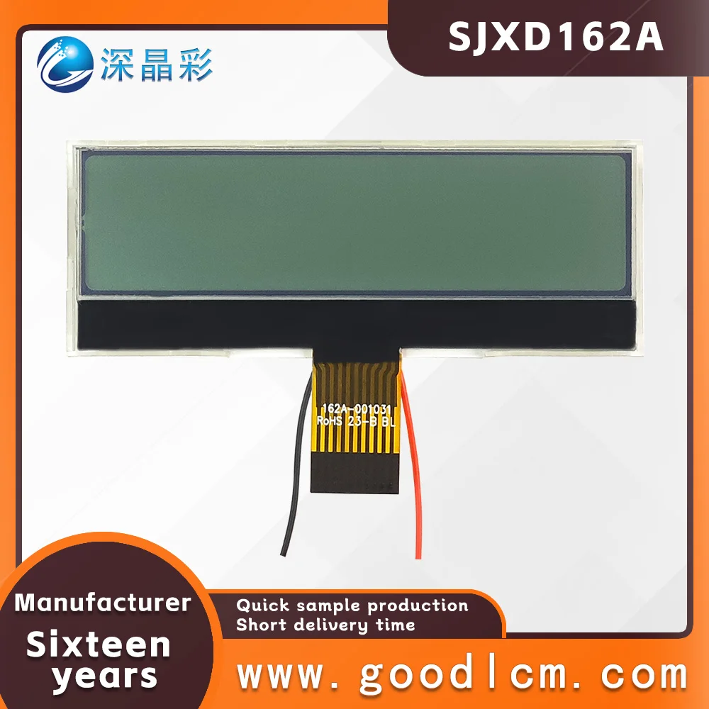 Cog Character Matrix LCD Display Module com retroiluminação, tela monocromática, suporte IIC Interface, 16x2, SJXD162A-1031