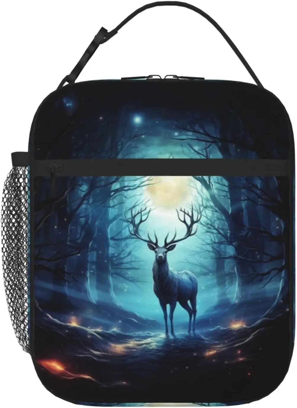 

Moonlight Deer Lunch Bag For Women Men Insulated Reusable Lunch Box Cooler Totes with Side Pocket For Work Office Picnic Camping