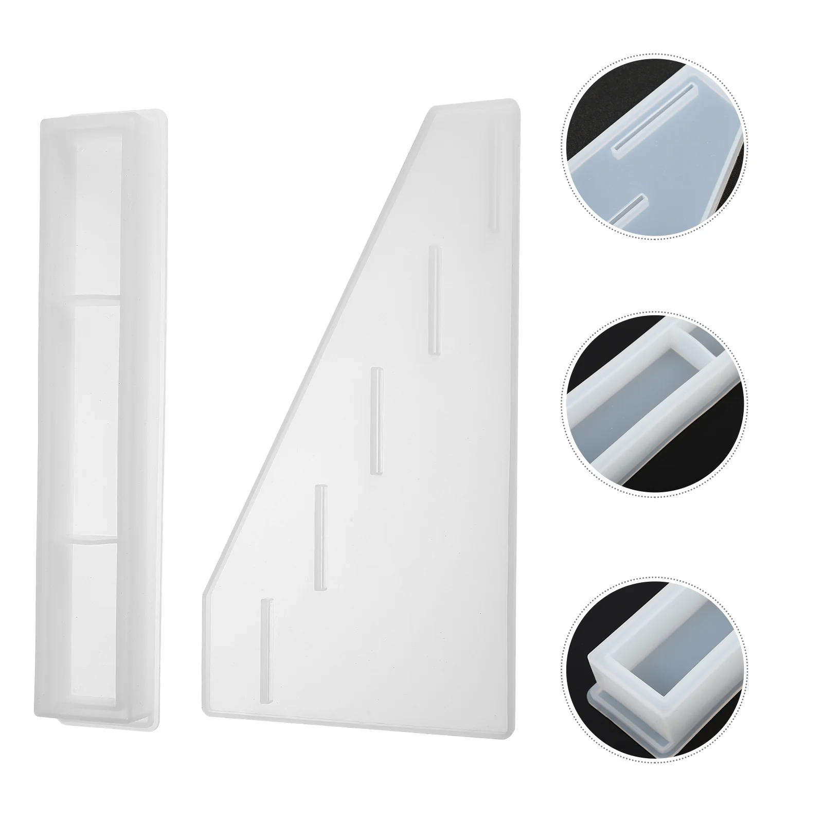 2 Pcs Stackable Shelf Silicone Mold Storage Shelves Lipstick Rack Plant White Silica Gel DIY Molds