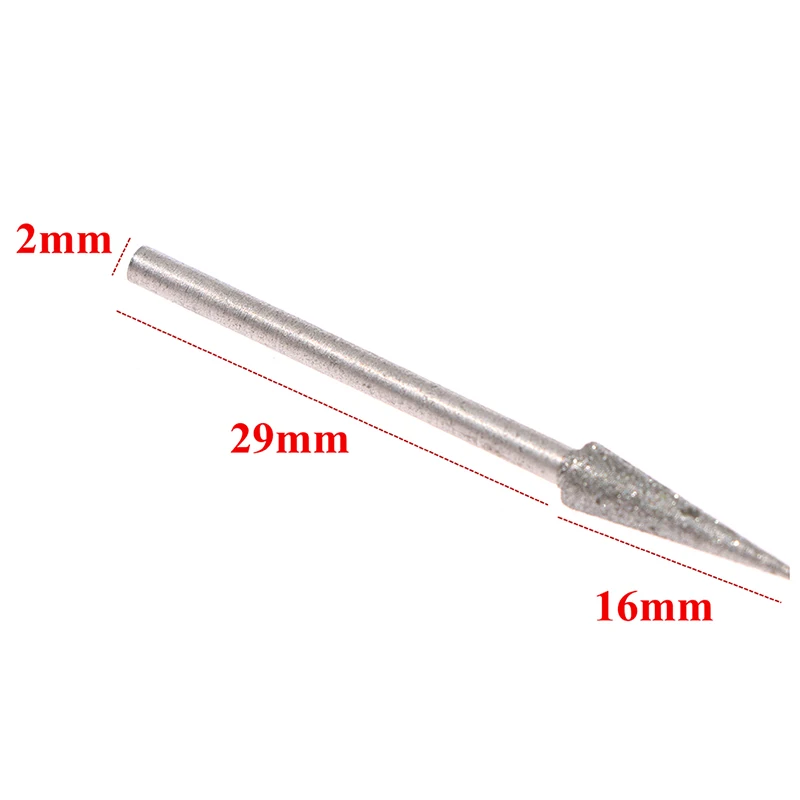 B*6Pcs Silver 1/1.5/2/2.5/3/4mm Diamond Grinding Head Needle Bits Burrs Engraving Carving Tool 2.35mm Wholesale