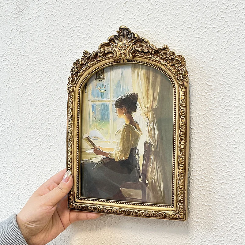 Cutelife Nordic Resin Wall Photo Frame With Art Home Decoration Retro Picture Frame Vintage Imitation Carved Table Photo Frame