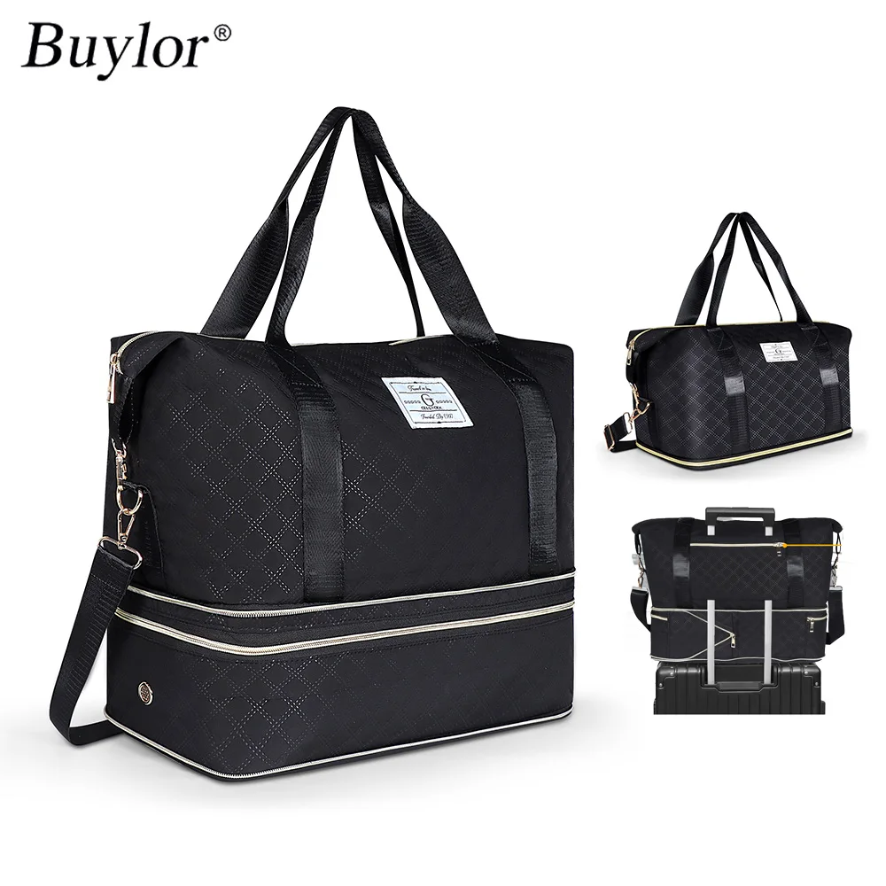 Buylor Travel Duffle Bag for Women Men Expandable Weekender Bags Lightweight Carry on Duffle Gym Bag for Travel,Airplanes,Sports