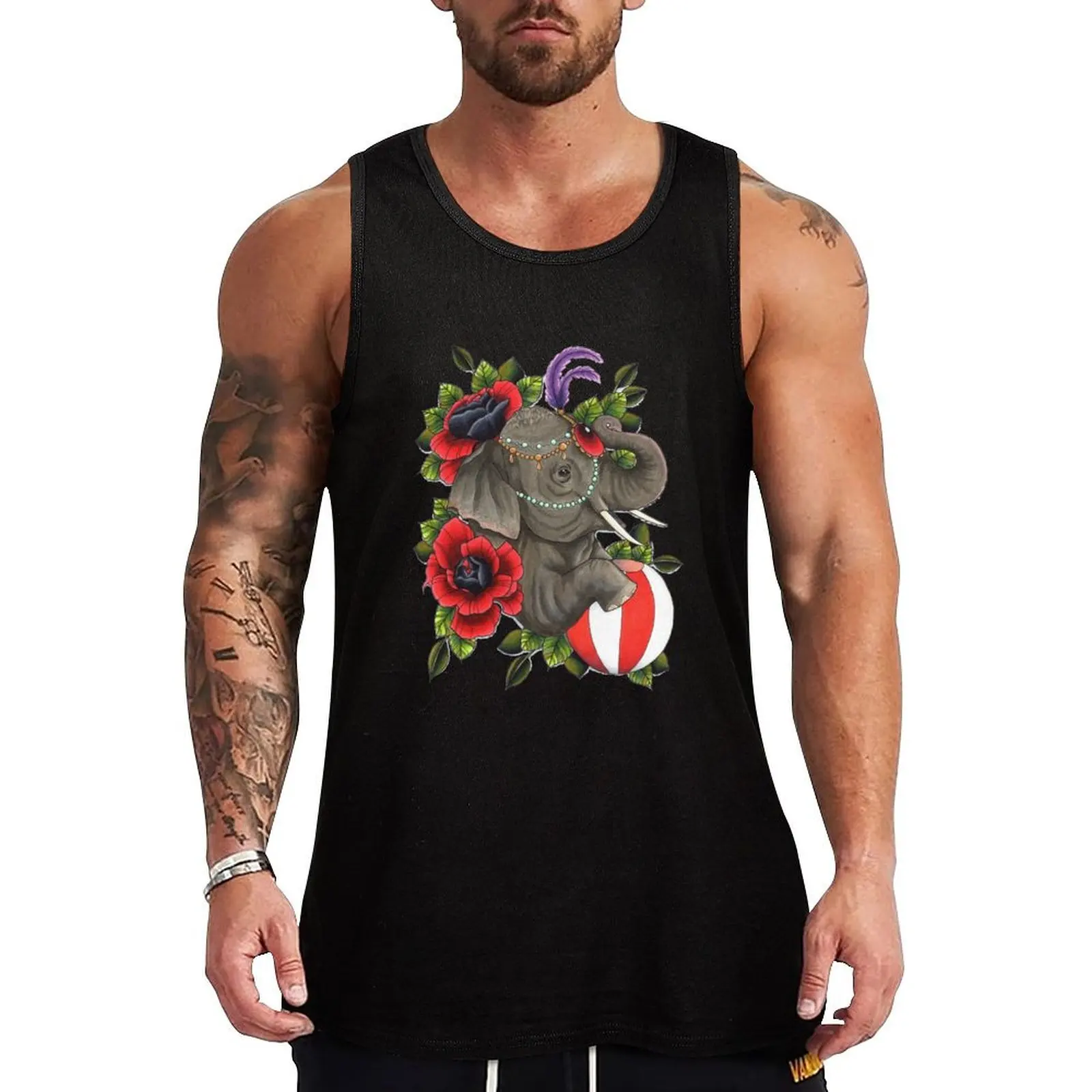 

Circus Elephant Tank Top gym clothes man anime top Men's gym