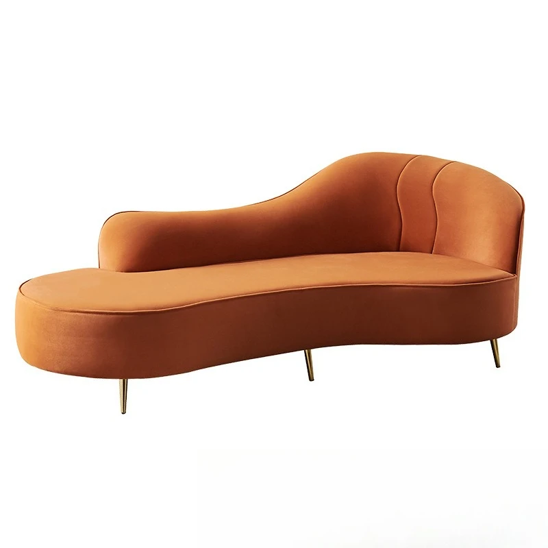 

Nordic simple curved fabric sofa, modern light luxury, special-shaped, small apartment hotel lobby chaise longue
