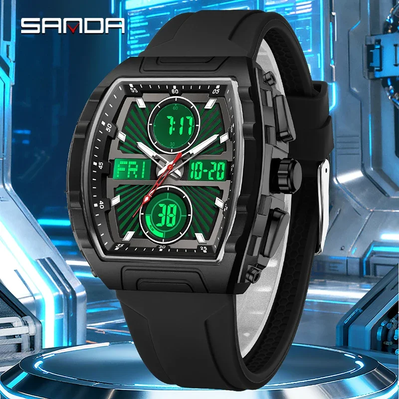 SANDA موضة جديدة الاتجاه ساعات رجالية متعددة الوظائف كرونوغراف إنذار تاريخ الأسبوع مقاوم للماء ساعة يد رجالي Relógio Masculino #3