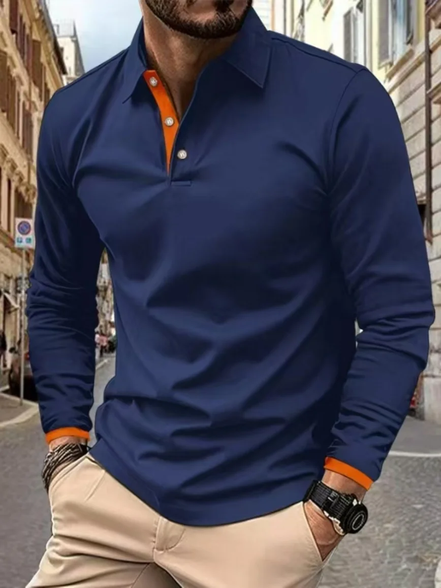 Spring and Autumn long sleeve new slim sports POLO polo shirt golf men high quality fashion casual sports jacket