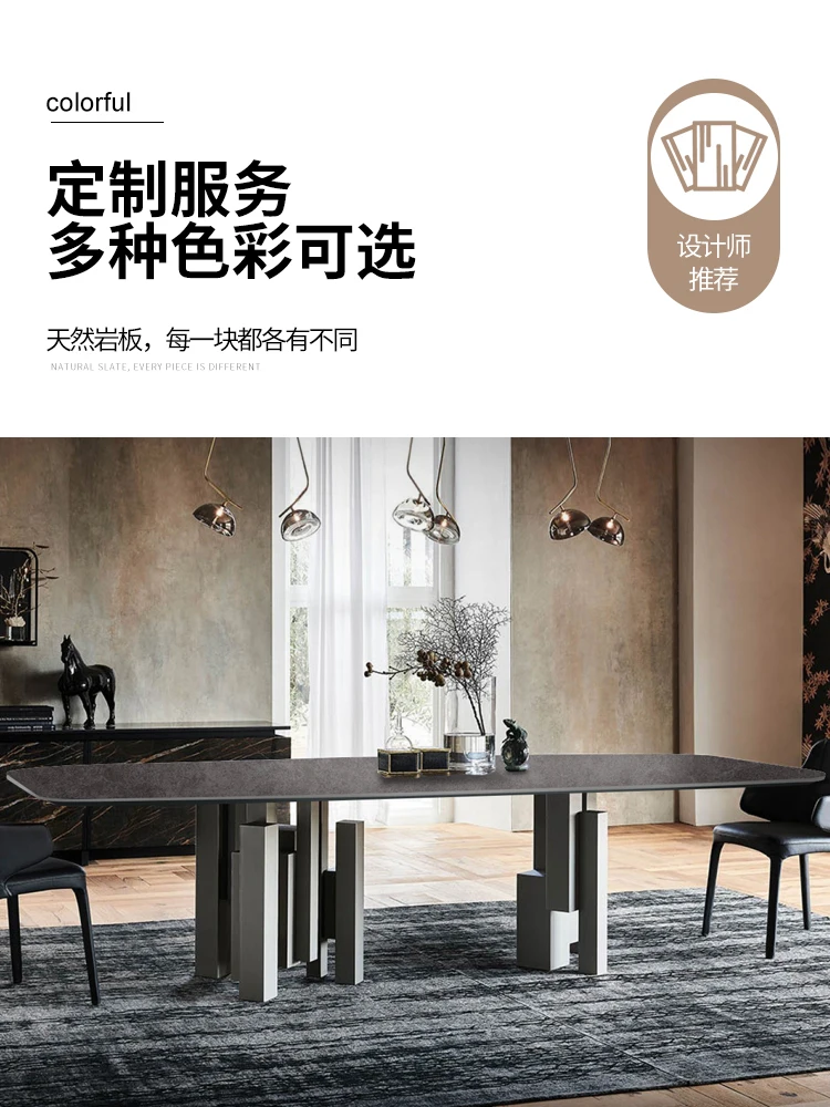 Slate dining table and chair combination Rectangular home dining table