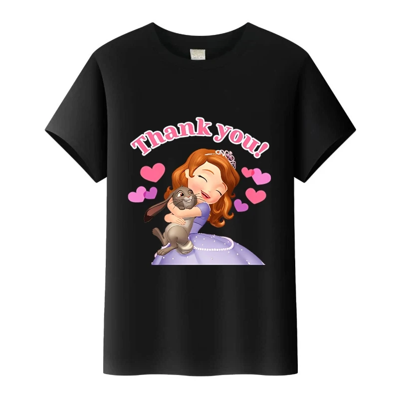 

Cute Disney Princess Friends Graphics Tees Women Short Sleeves Tops Black Loose Tshirt Family Girls Blouse Children T-Shirt Gift