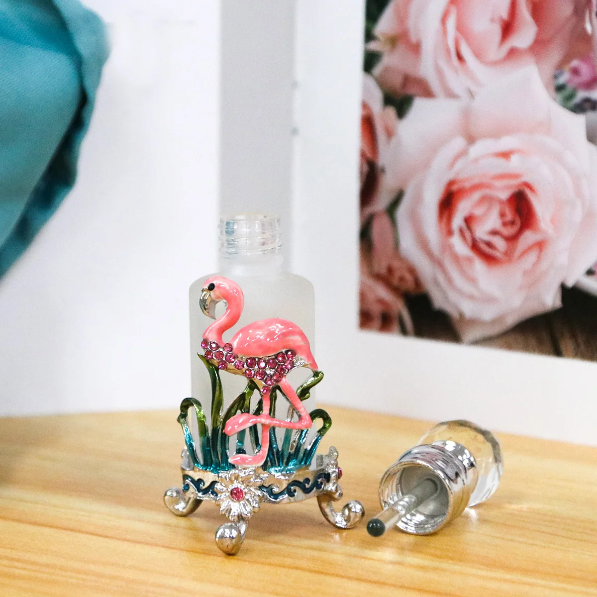 12ml Metal Flamingo Bird Animal Perfume Bottles Essential 0il Glass Refillable Attar Bottle Factory Outlet #81123