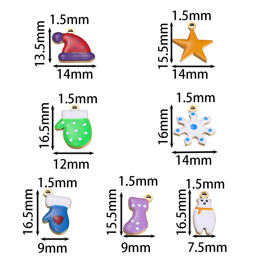 1pcs Stainless Steel Christmas Style Tree Snowflakes Gloves Socks Boots Charms Pendants for DIY Bracelet Necklace Jewelry Making