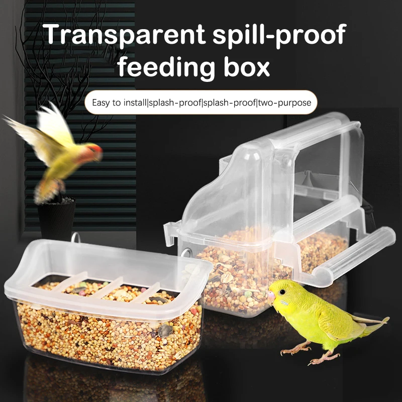 Parrot Feeder Drinker Bird Supplies Cage Birds Water Hanging Bowl Box Pet Plastic Food Container