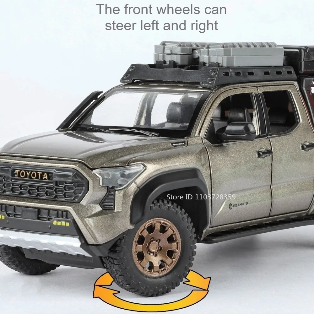 1:24 tacoma prado veículo off-road modelo brinquedos metal diecast roda dianteira portas de direção aberto puxar para trás carros de simulação para crianças