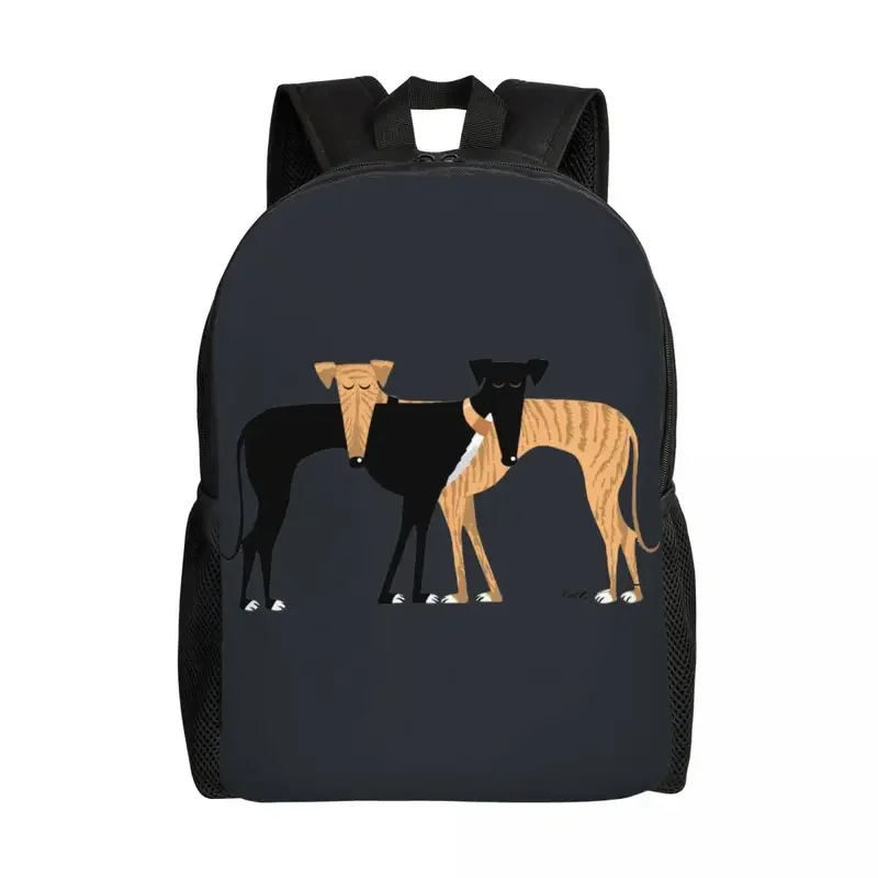 Custom Greyhound Dog Backpack for Women Men School College Student Bookbag Fits 15 Inch Laptop Head Rest Brindle Hound Bags