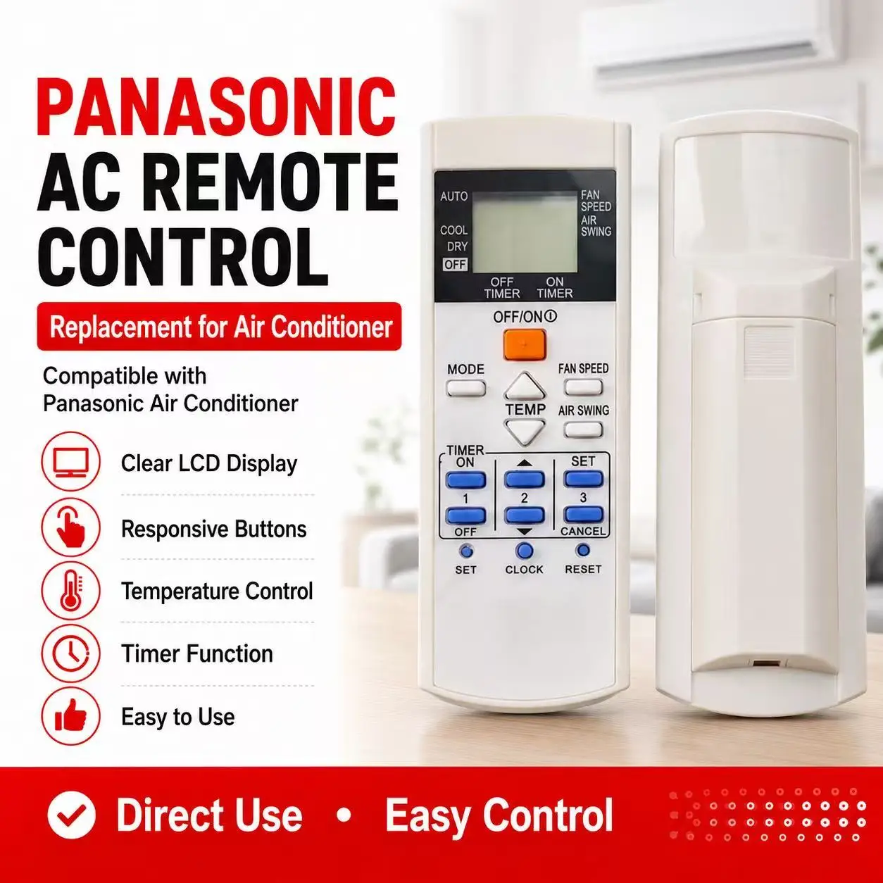 A75C3299 Replacement Air Conditioner Remote Control for Panasonic Air Conditioners