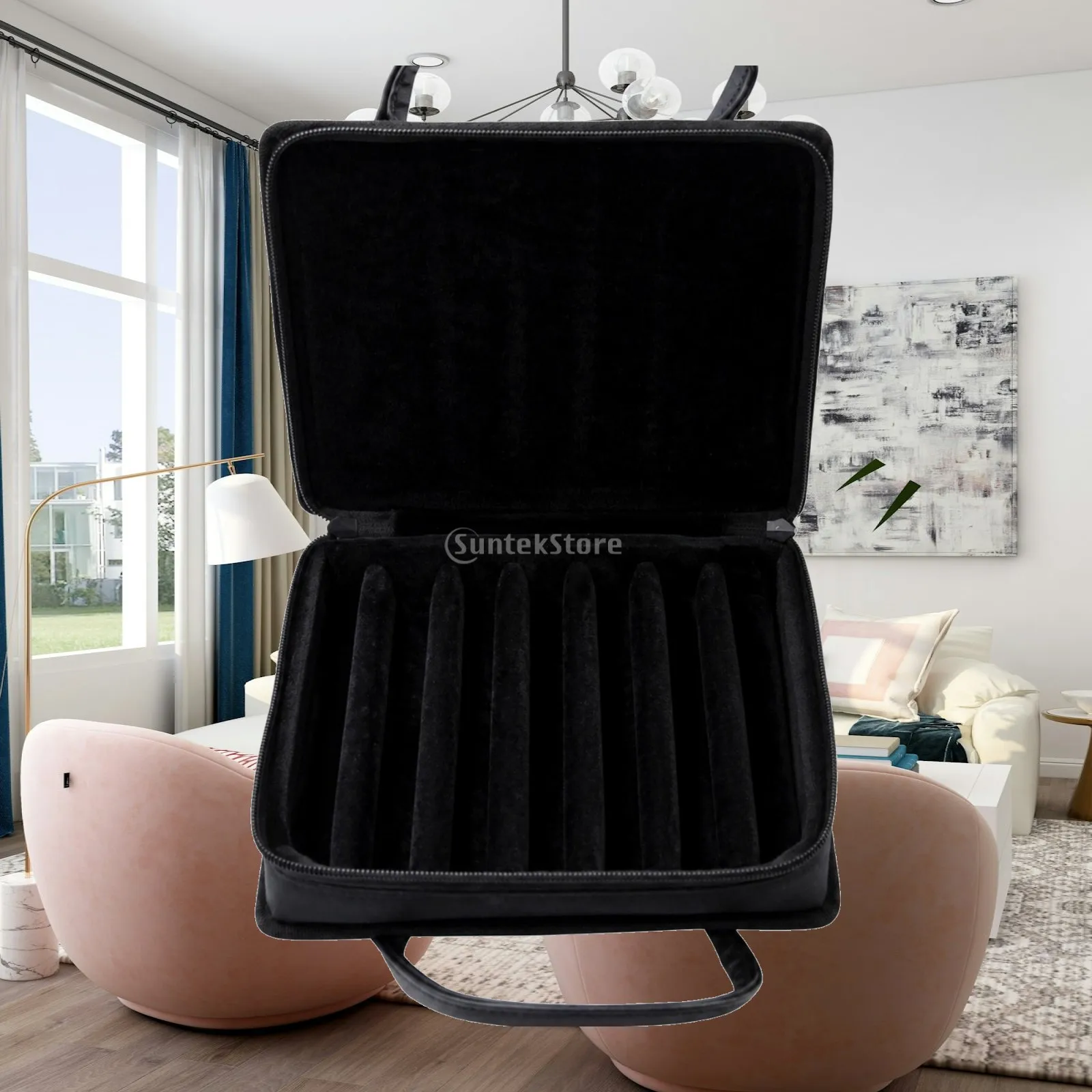 Compact Harmonica Carrying Case for 24 Hole Diatonic Mouth Organ with Padded Interior and Portable Handle Design
