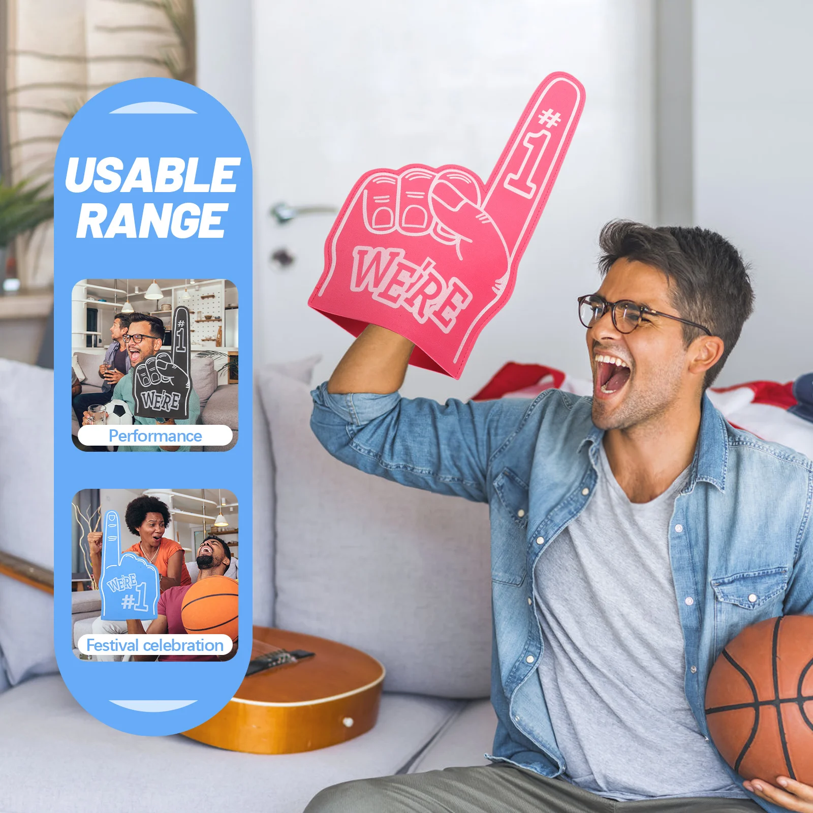 

6Pcs Foam Fingers Cheerleading Props Sports Event Supplies Lightweight Comfortable Party Favors for Adults