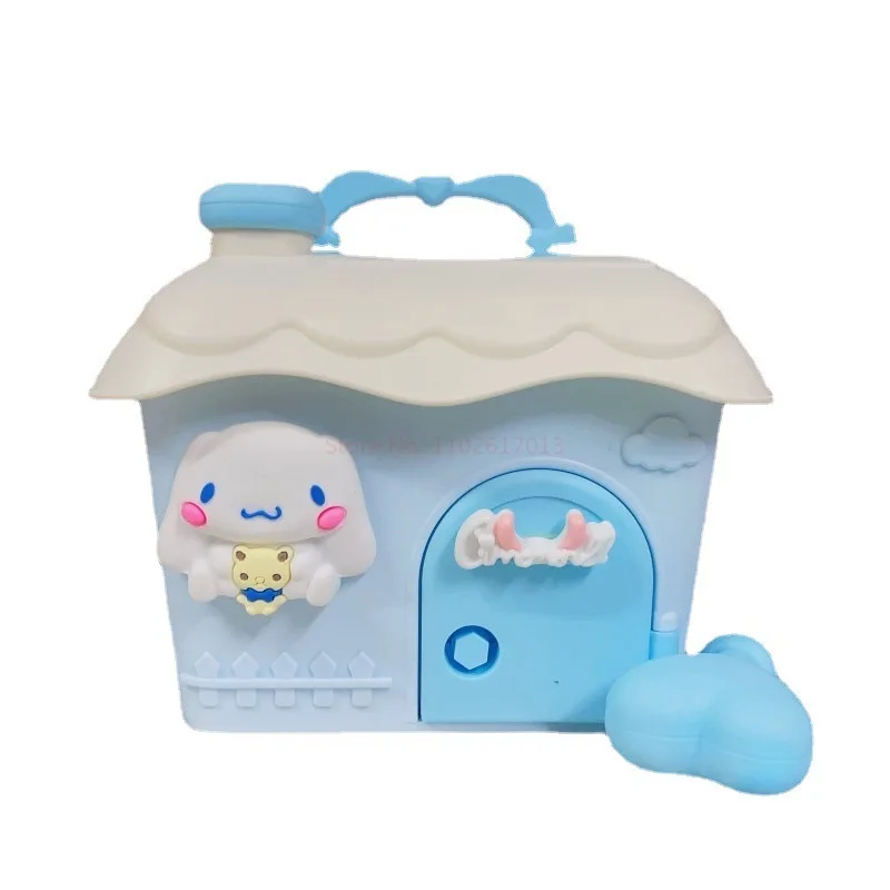 Kawaii Sanrio celengan Hello Kitty My Melody Cinnamoroll kartun celengan rumah bentuk kotak penyimpanan atas meja hadiah ulang tahun anak perempuan