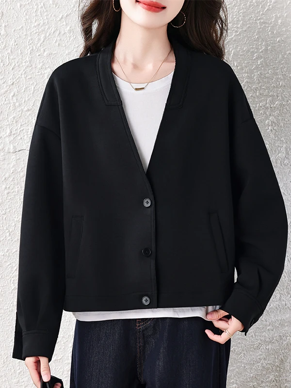 High-End Sleeve-Over-Shoulder Short Jacket Women's Lazy Style Open Cardigan Top for Autumn 2026 Casual Fashion Ladies' Outerwear