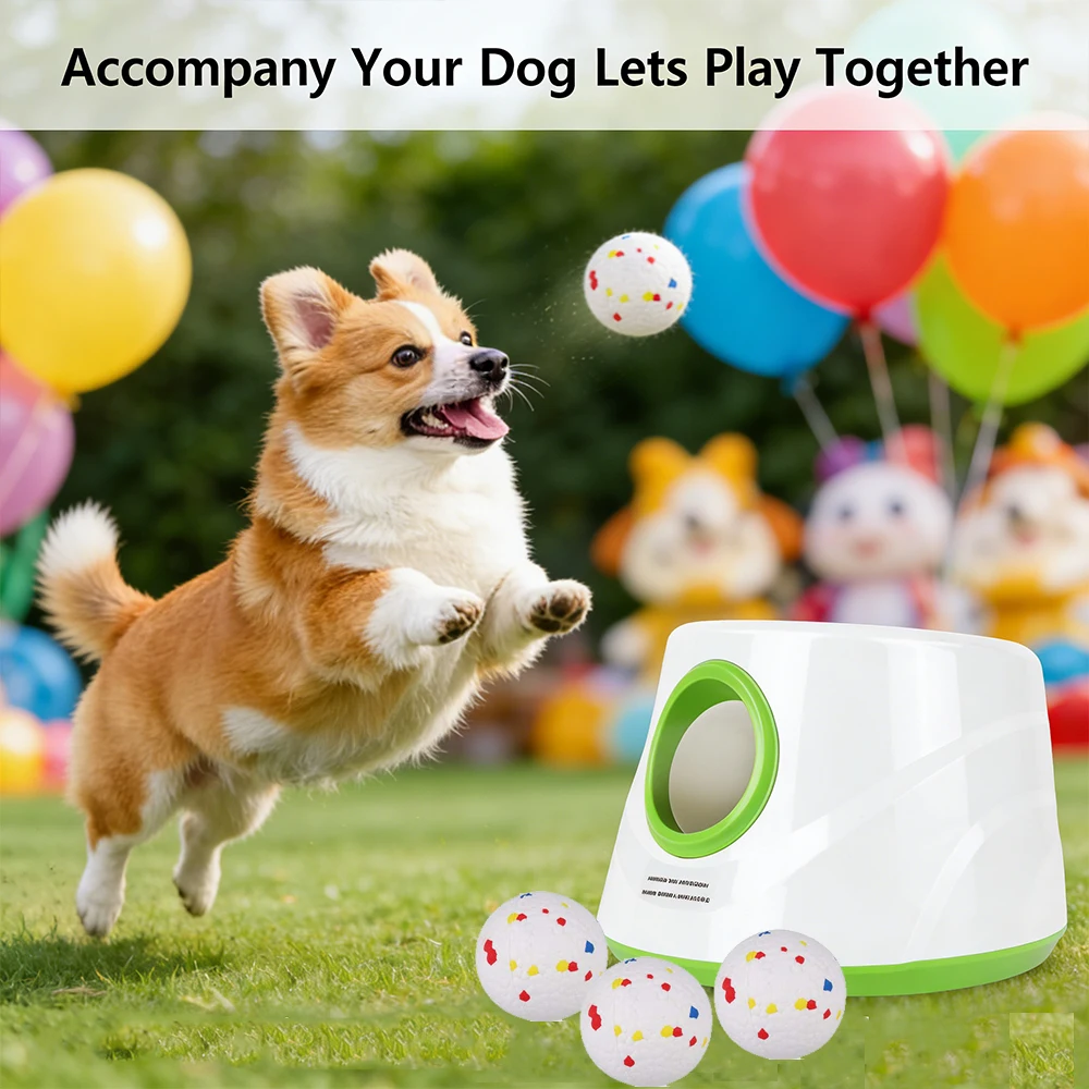 Lanceur automatique de balles pour chiens, jouet de chasse, jouet interactif, Rechargeable par USB, jeu de lancer et de chasser pour animaux de compagnie, avec 3 balles